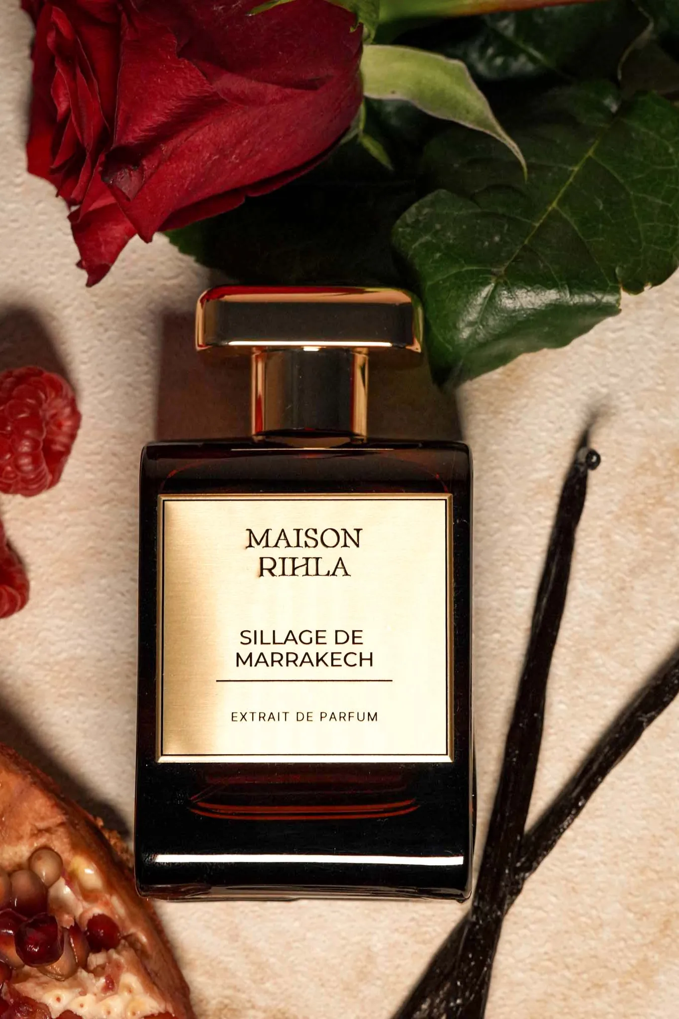 Sillage de Marrakech de Maison Rihla, entre roses rouges, framboises et gousses de vanille
