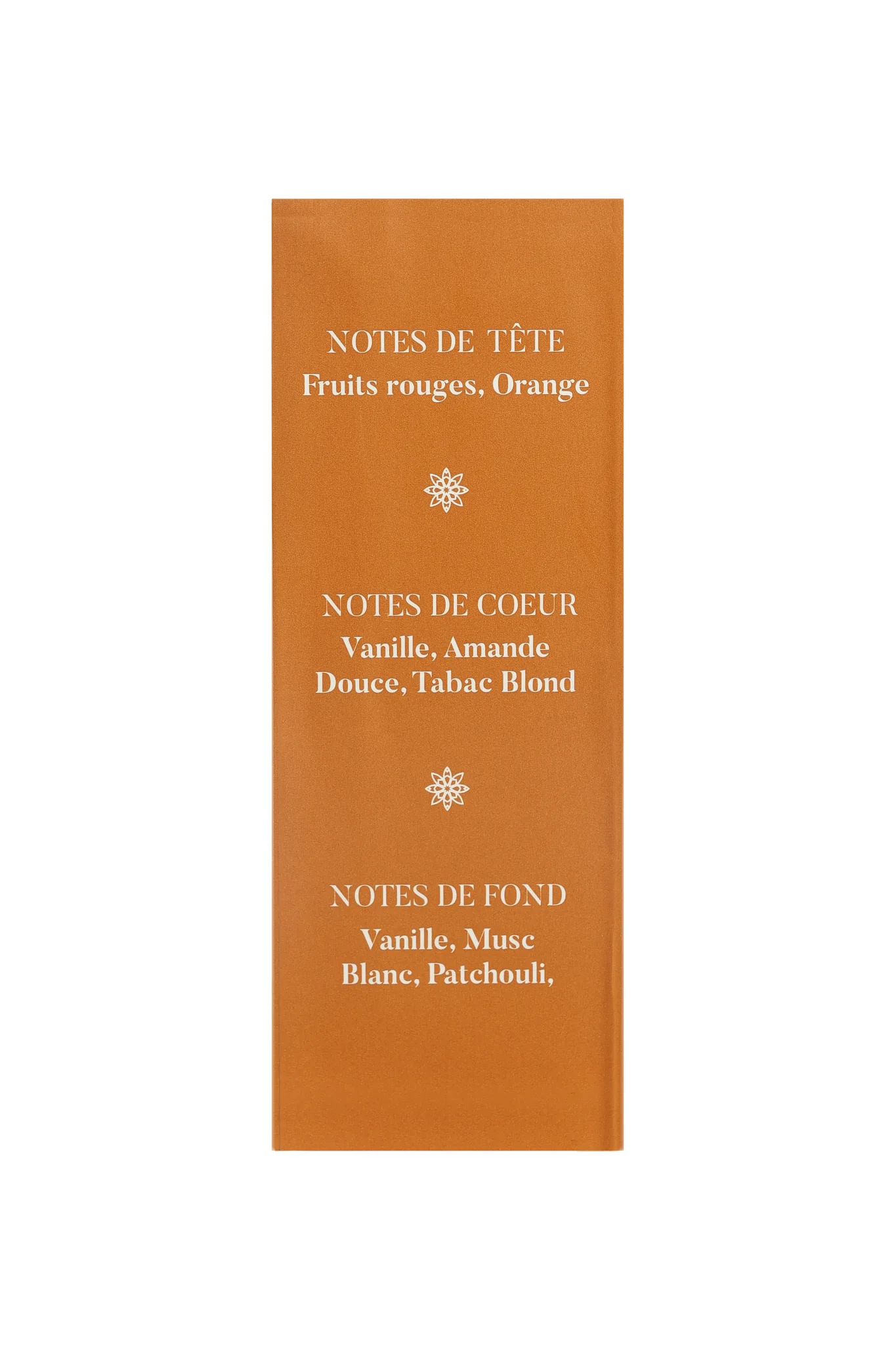Côté du coffret d'Élixir d'Amande : notes de tête, de cœur et de fond